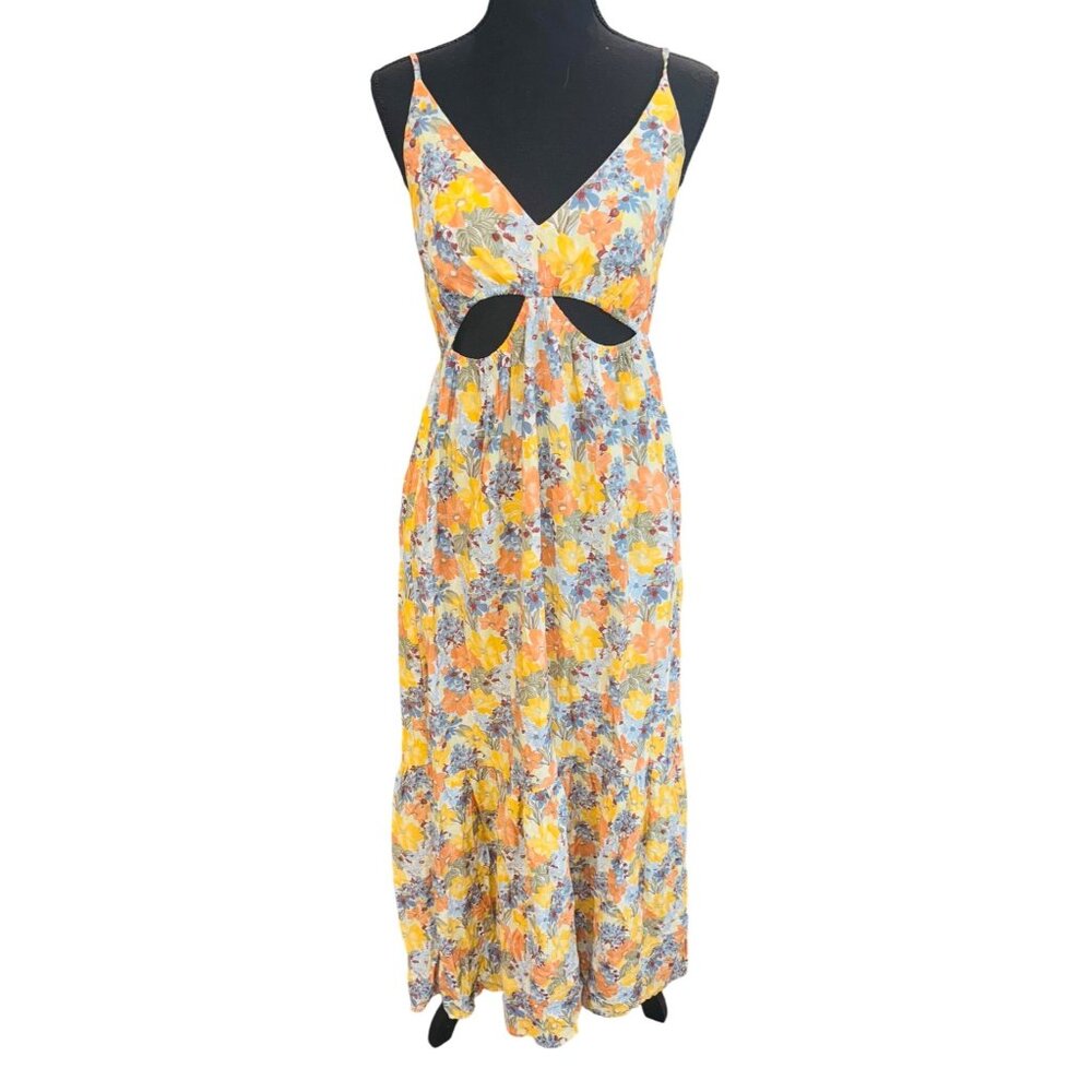 Abercrombie & Fitch Cottage Core Romantic Floral Cutout Maxi Sun Dress M Resort - Picture 2 of 11